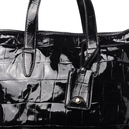 Saint Laurent Patent Crocodile Embossed Raspail Tote Black 10 of 13