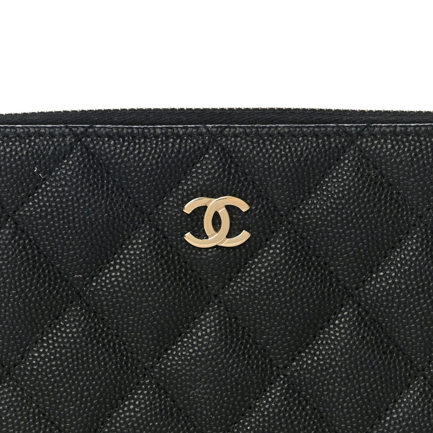 Caviar Quilted Medium Zip Around Wallet Black