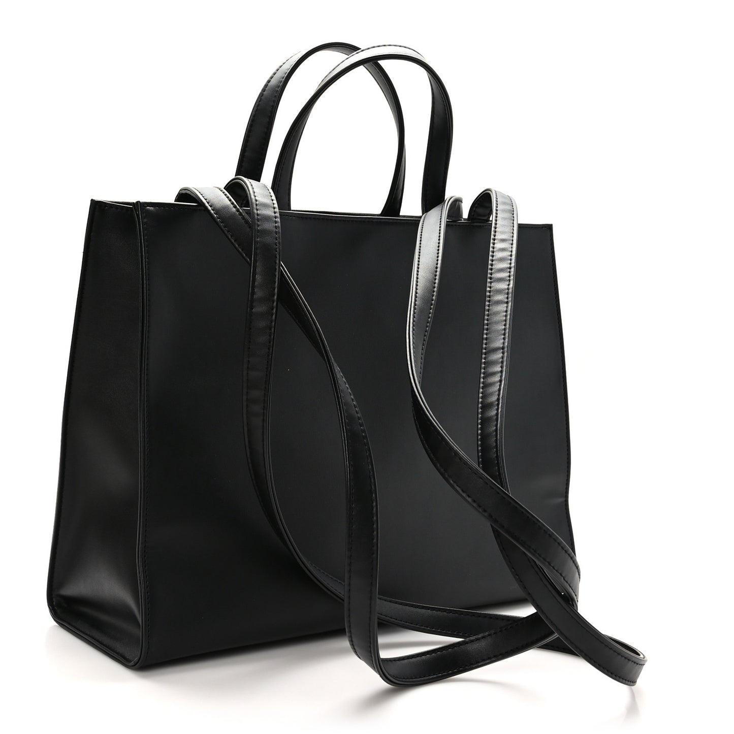 Vegan Leather Medium Shopping Bag Black
