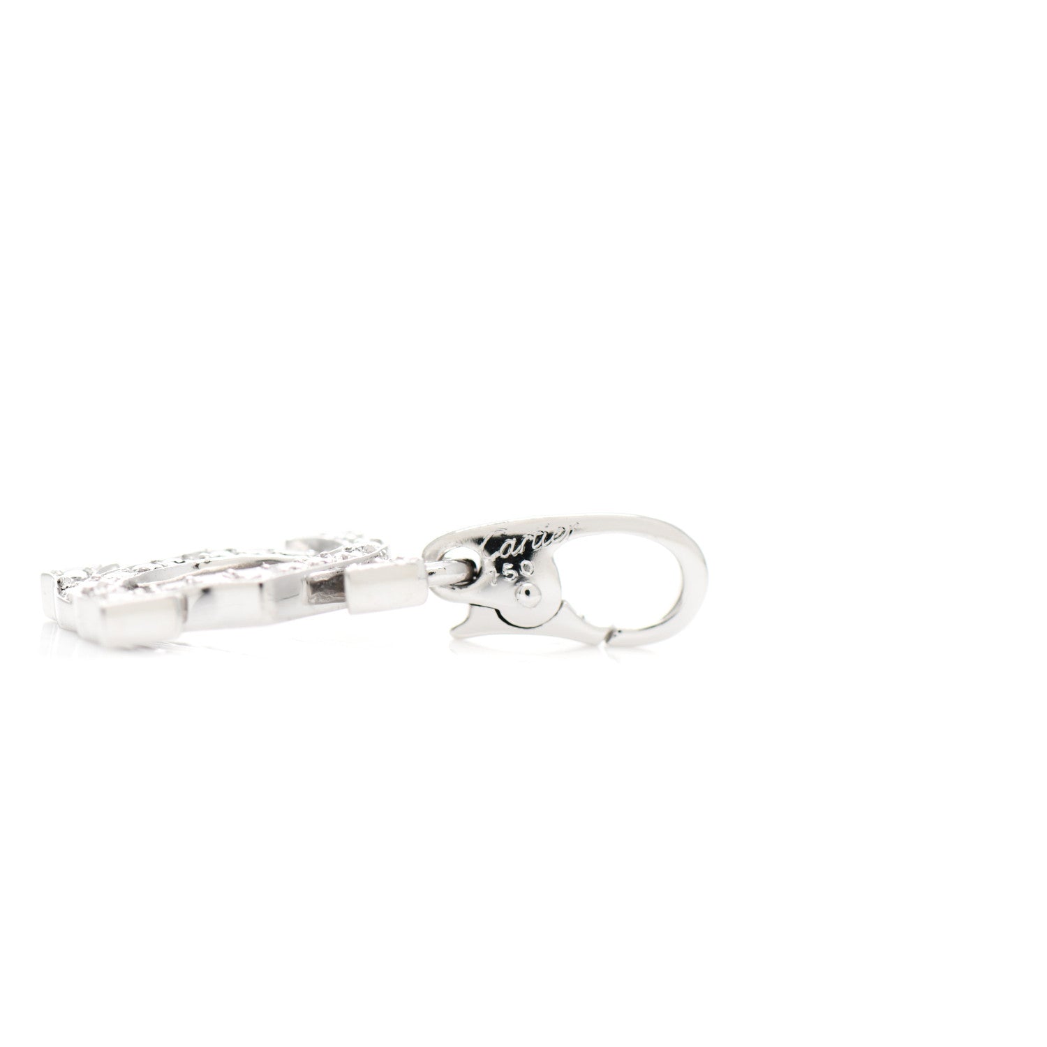 Cartier 18K White Gold Diamond Logo Charm 3 of 4