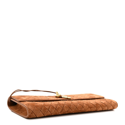 Bottega Veneta Suede Intrecciato Long Andiamo Top Handle Clutch Amber 4 of 6