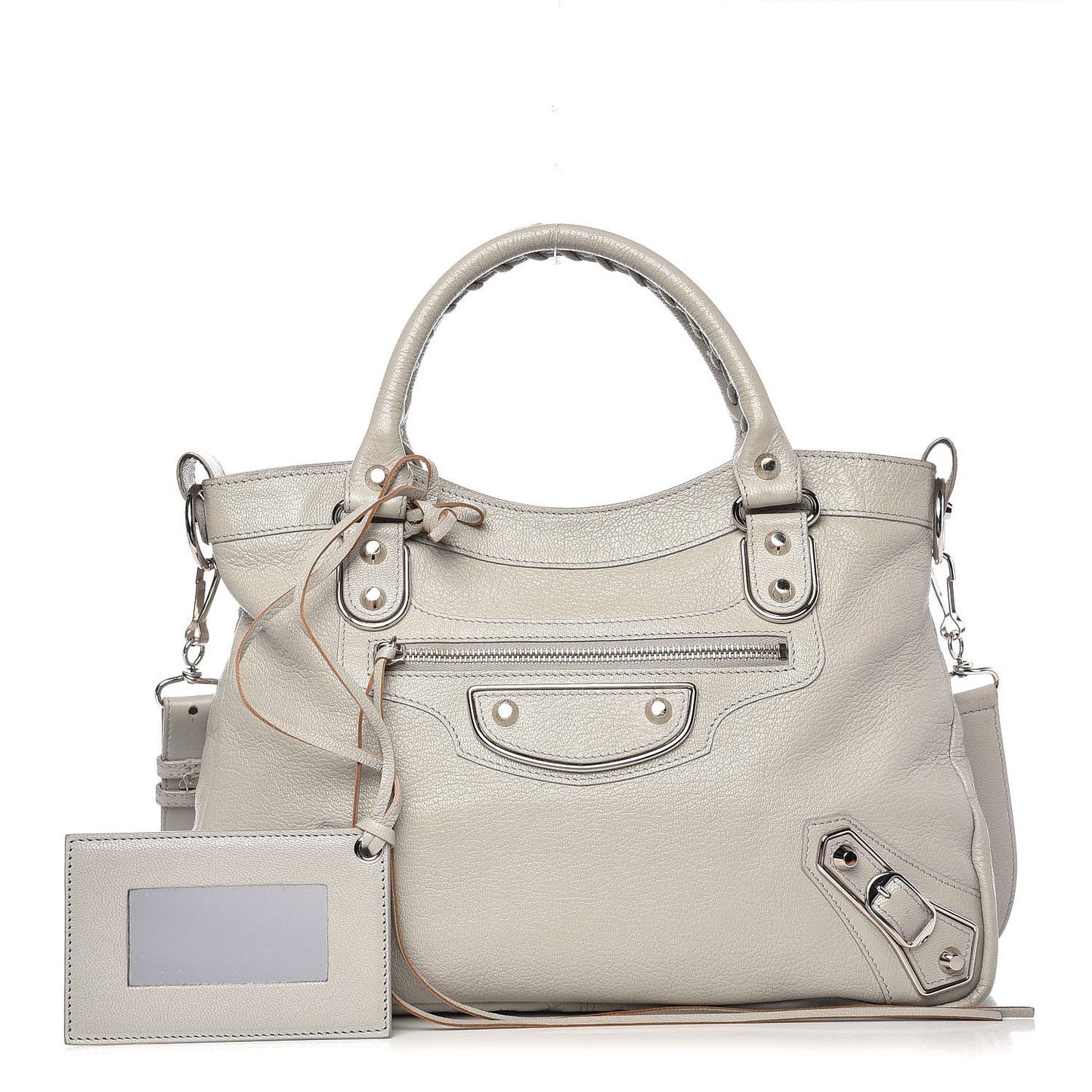 Chevre Silver Metallic Edge Hardware Town Gris Perle