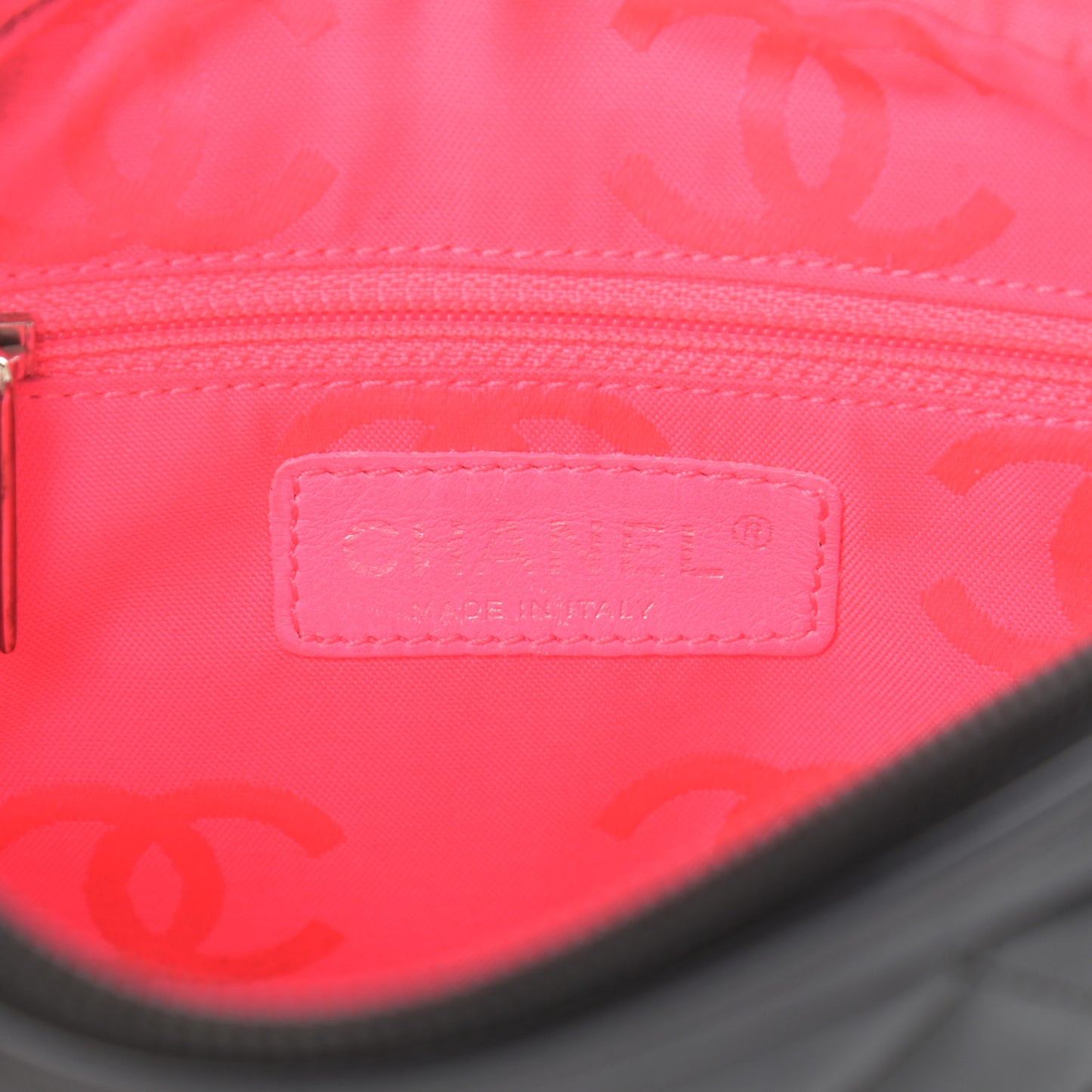 Calfskin Quilted Cambon Pochette Black White