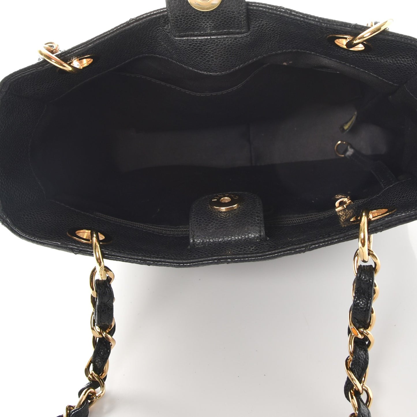Caviar Quilted Petit Shopping Tote PST Black