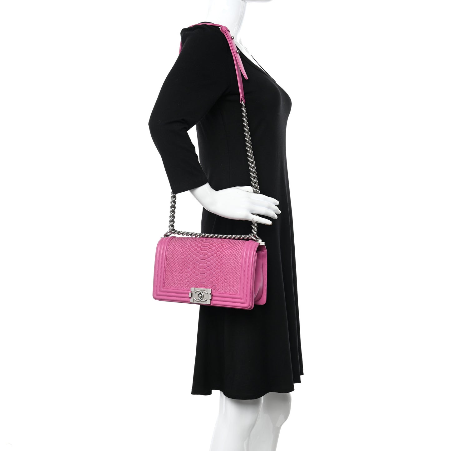 Matte Snakeskin Medium Boy Flap Pink