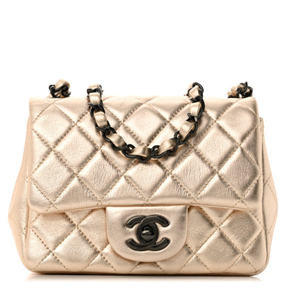 Chanel Metallic Lambskin Quilted Mini Square Flap Gold Black 1 of 12