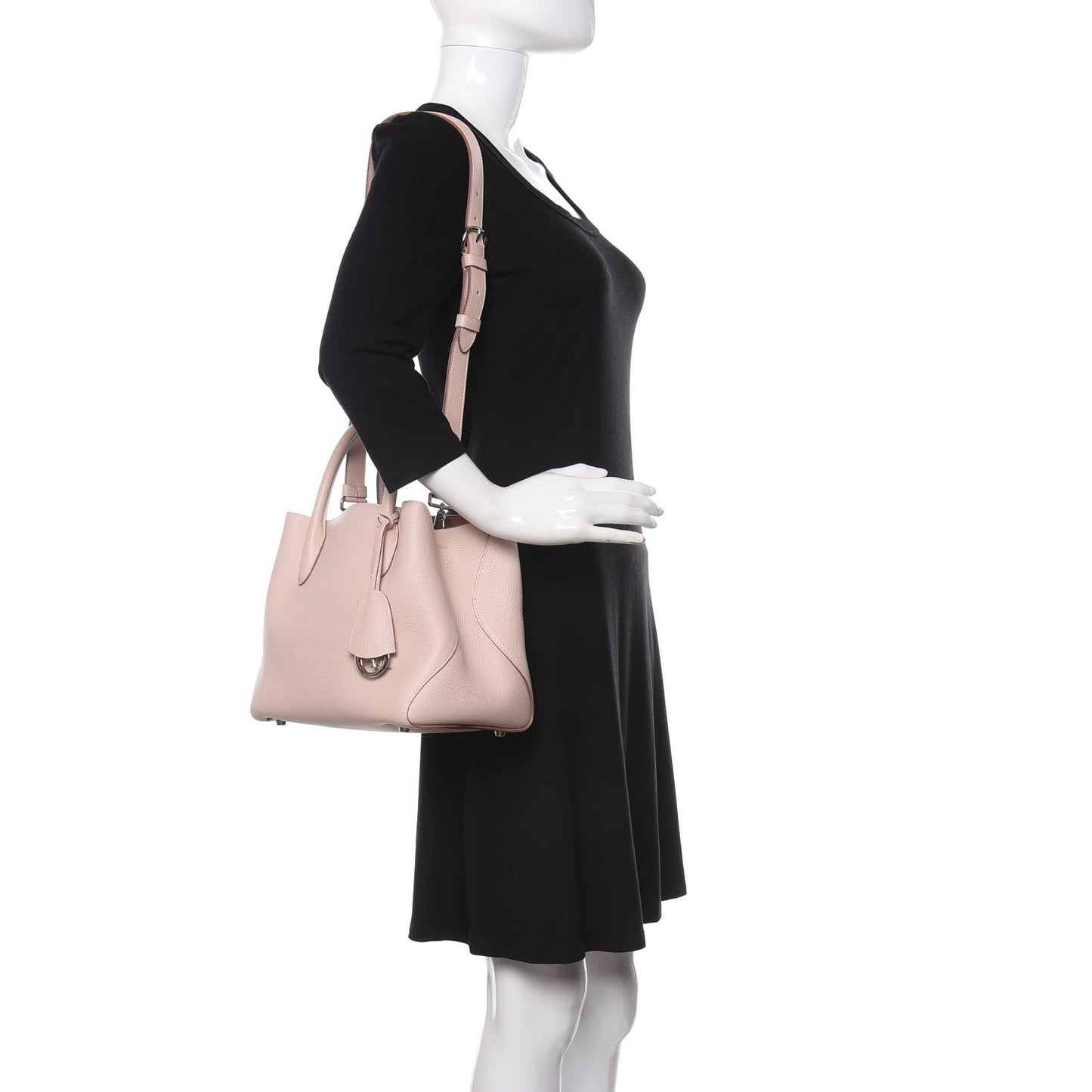 Supple Grained Calfskin Medium Open Bar Tote Rose Poudre