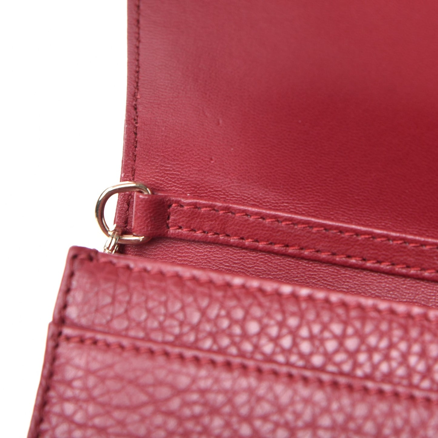Grained Calfskin Diorama Wallet on Chain Pouch Burgundy