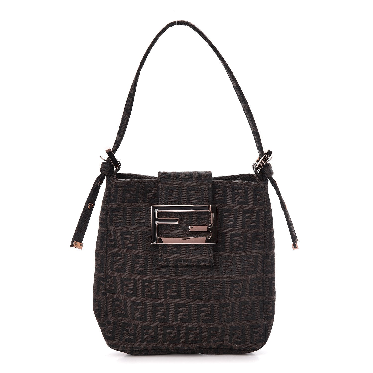 Fendi Zucchino Mini Shoulder Bag Dark Brown 1 of 9