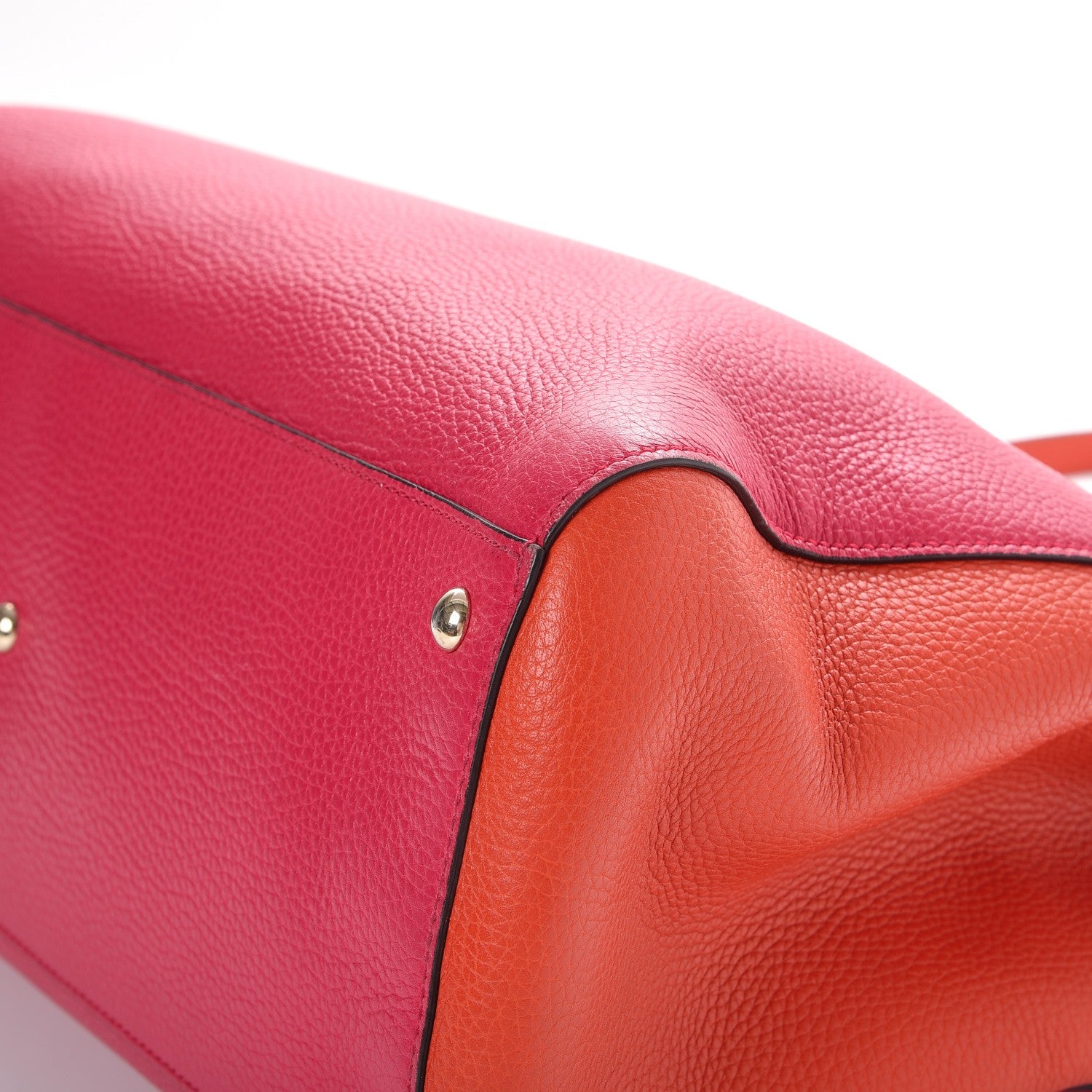 Gucci Calfskin Large Bamboo Shopper Tote Orange Fuchsia 14 of 15