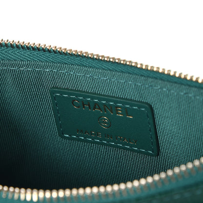 Chanel Metallic Caviar Quilted Classic Zip Pouch Green 5 of 8