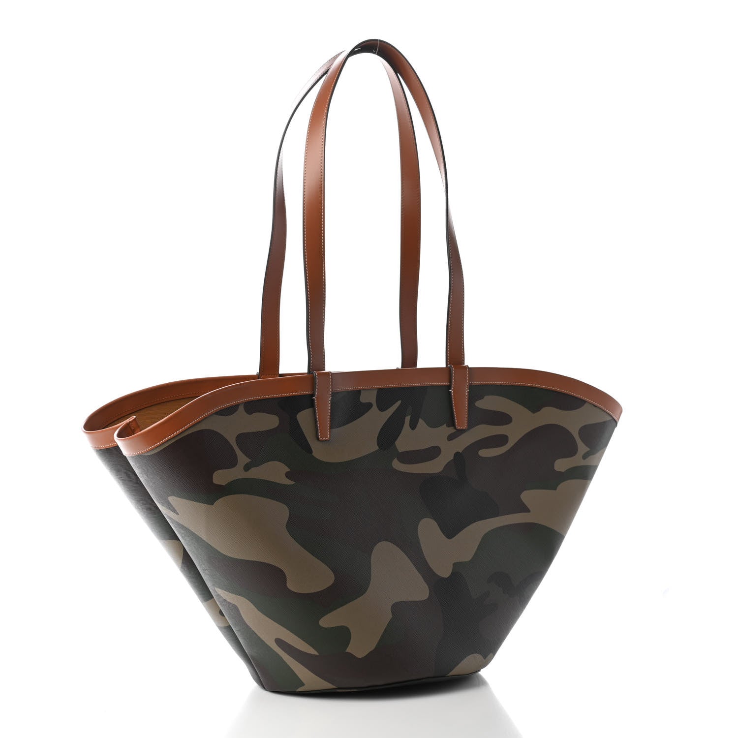 Celine Canvas Calfskin Camouflage Large Couffin Logo Tote Khaki 3 of 9