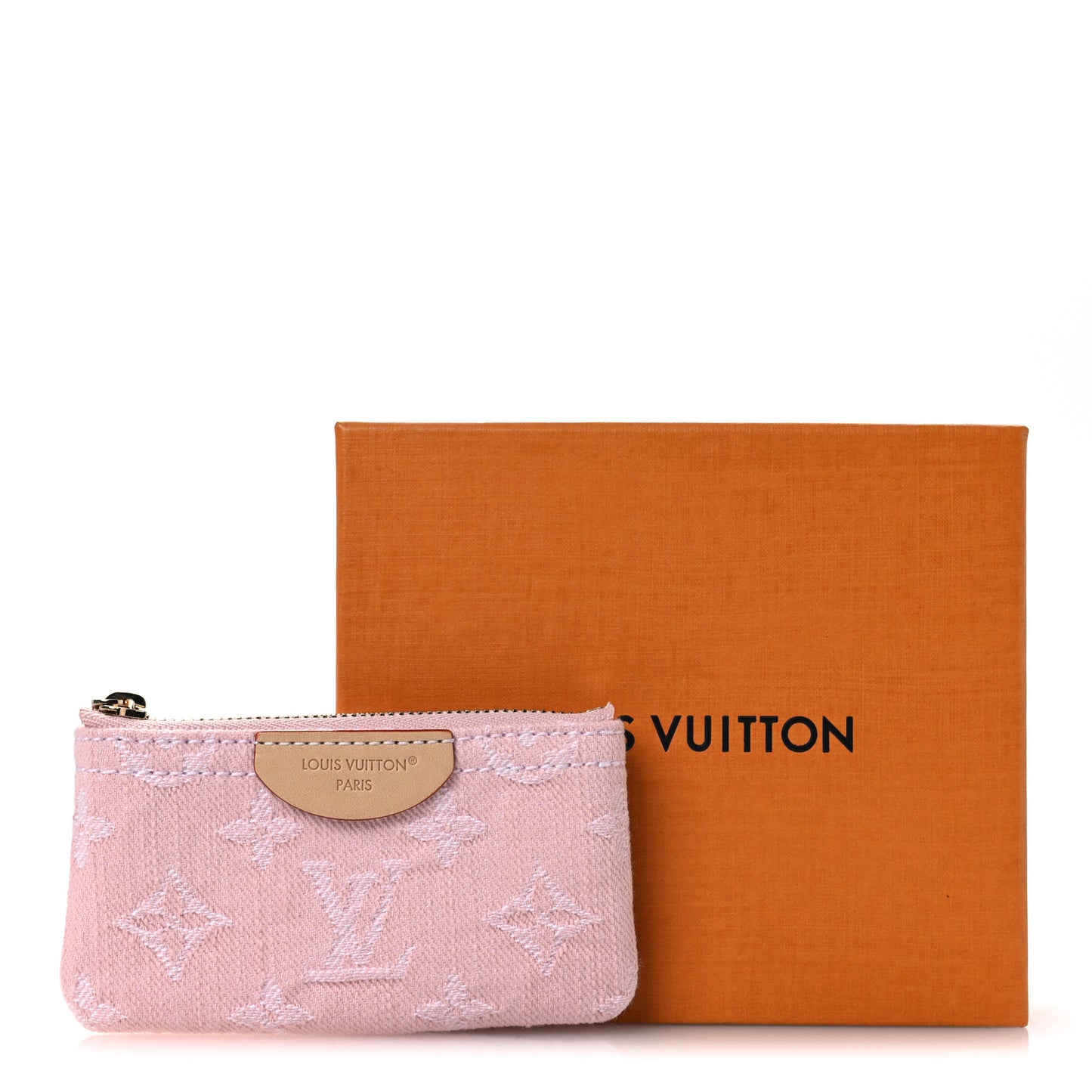 Monogram Denim Key Pouch Washed Pink