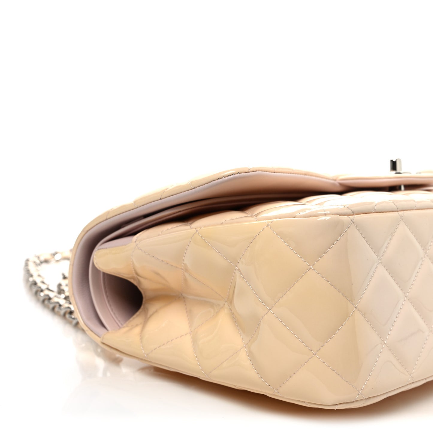Patent Quilted Jumbo Double Flap Light Pink