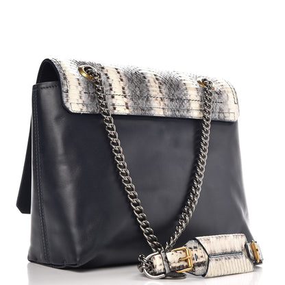 Lanvin Snakeskin Medium Happy Shoulder Bag White Black 4 of 10