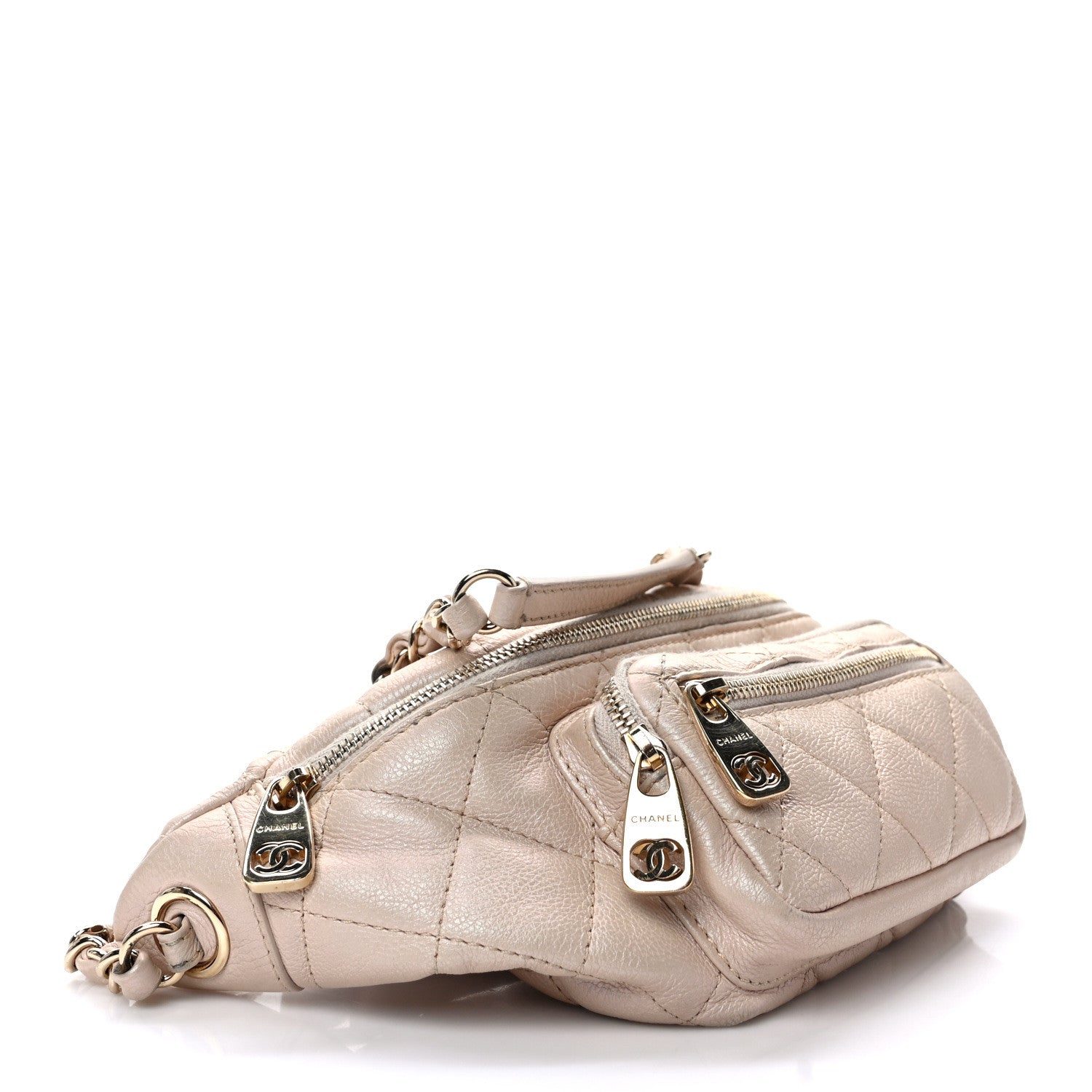 Chanel Iridescent Calfskin Quilted All About Waist Belt Bag Beige 4 of 13