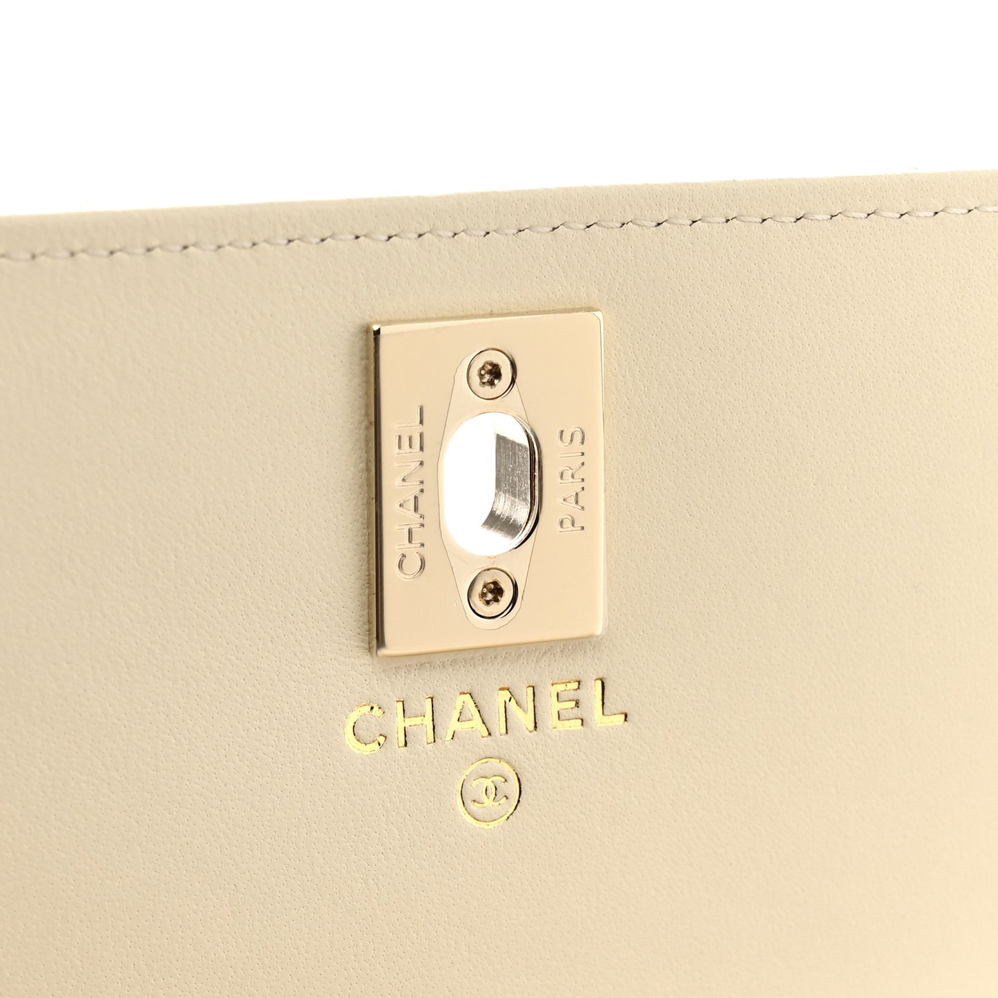 Lambskin Quilted Trendy CC Dual Handle Clutch With Chain Light Beige