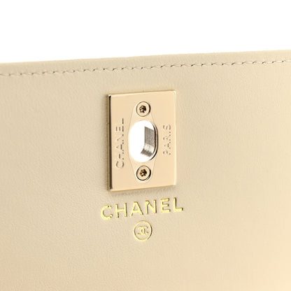 Chanel Lambskin Quilted Trendy CC Dual Handle Clutch With Chain Light Beige 6 of 12