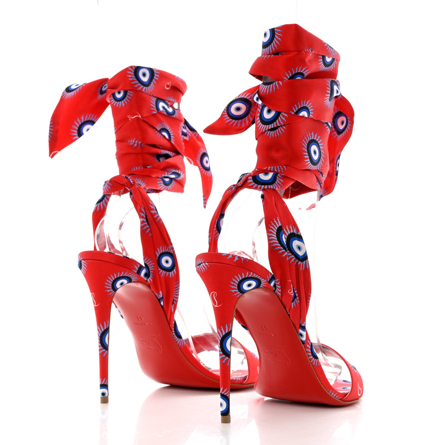 Christian Louboutin Crepe Satin Greekaba Du Desert 1000 Sandal 41 Red 4 of 8