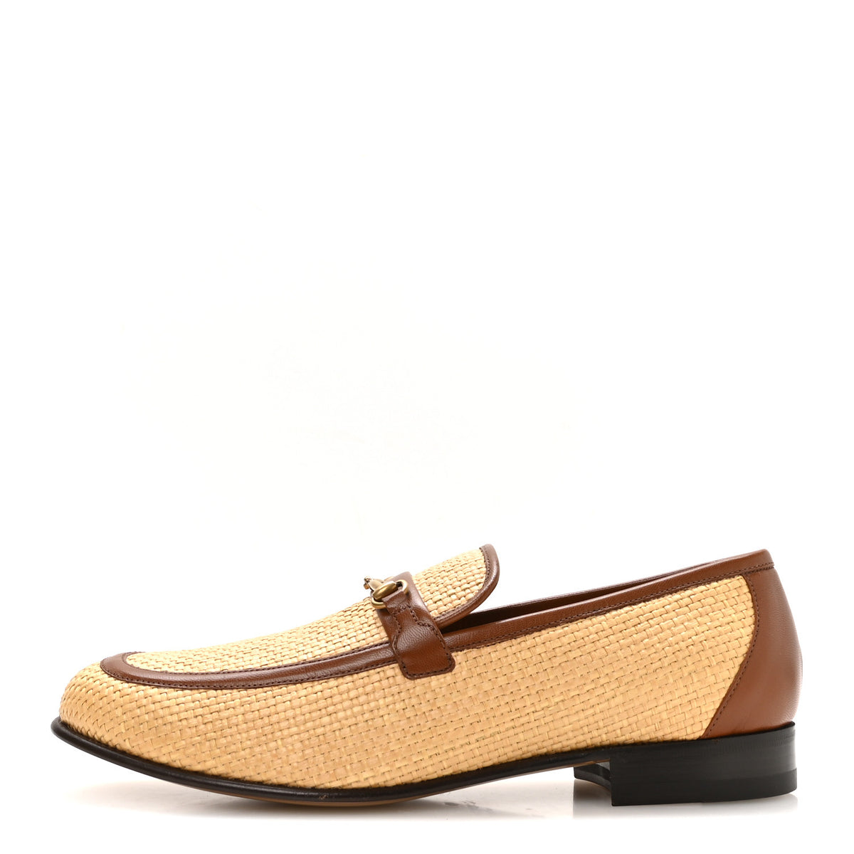 Gucci Straw Goatskin Horsebit Mens Loafers 10 Natural Cuir 1 of 9