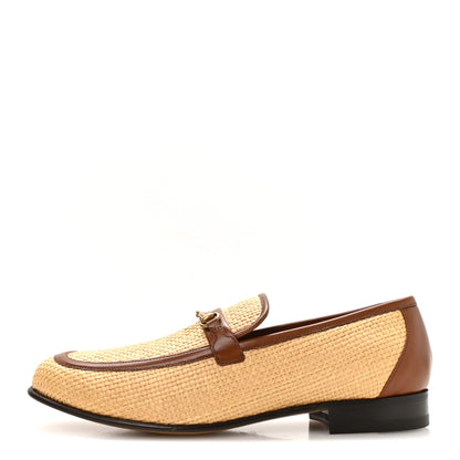 Gucci Straw Goatskin Horsebit Mens Loafers 10 Natural Cuir 1 of 9