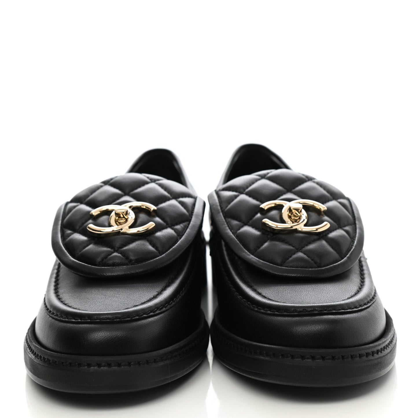 Lambskin Quilted CC Turnlock Loafers 38 Black