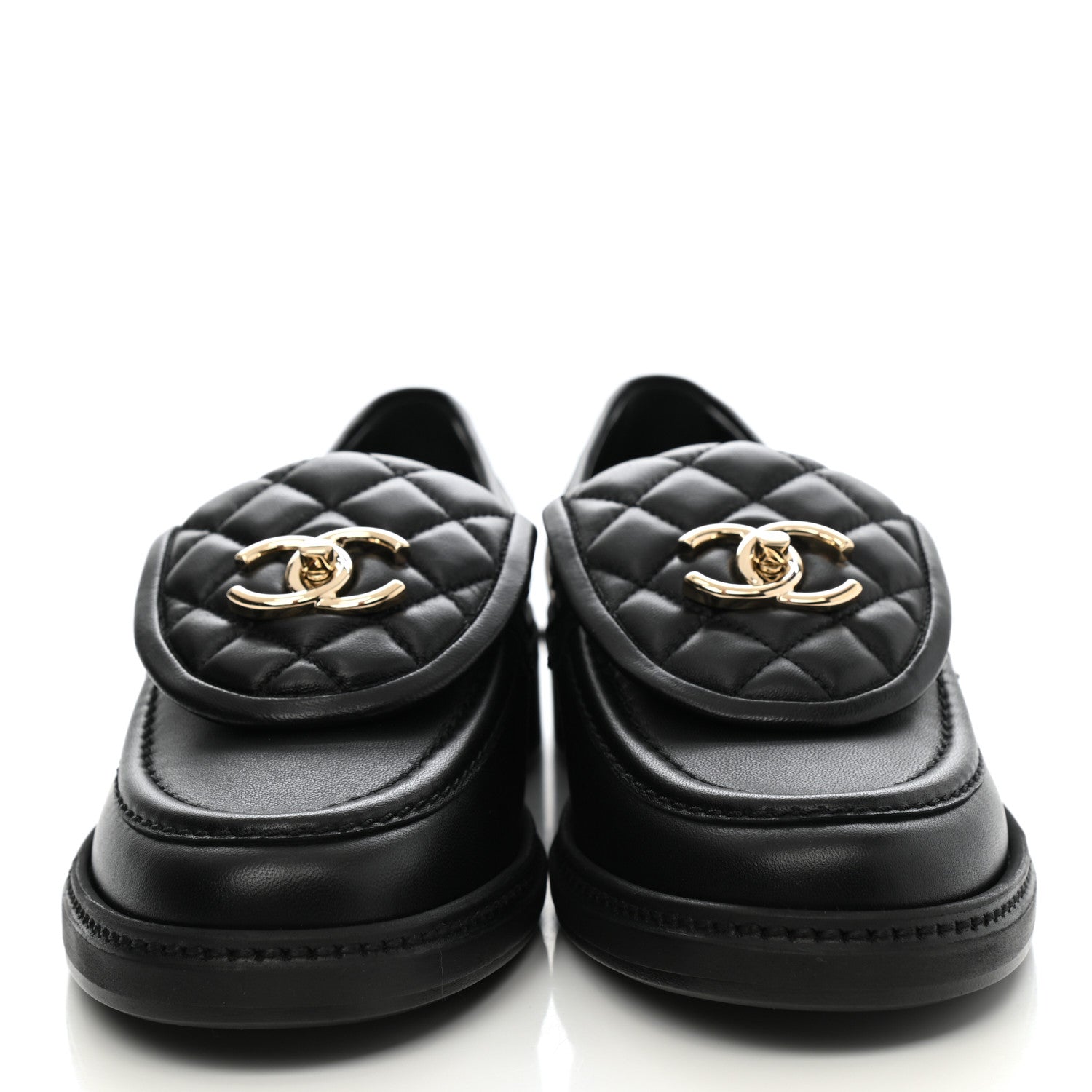 Chanel Lambskin Quilted CC Turnlock Loafers 38 Black 2 of 9
