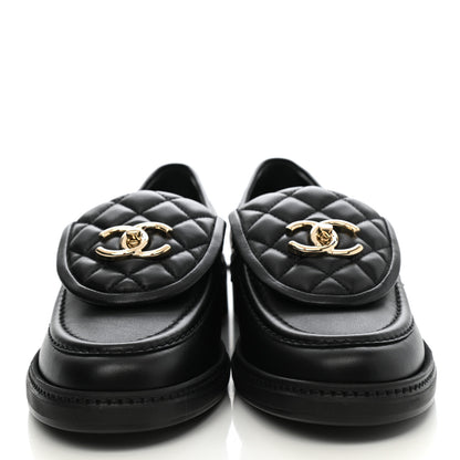 Chanel Lambskin Quilted CC Turnlock Loafers 38 Black 2 of 9
