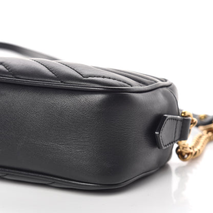 Gucci Calfskin Matelasse Mini GG Marmont Chain Shoulder Bag Black 6 of 10