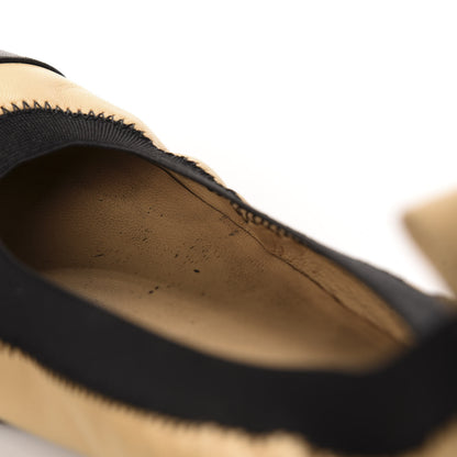 Chanel Lambskin CC Elastic Cap Toe Ballerina 39.5 Flats Beige Black 10 of 14