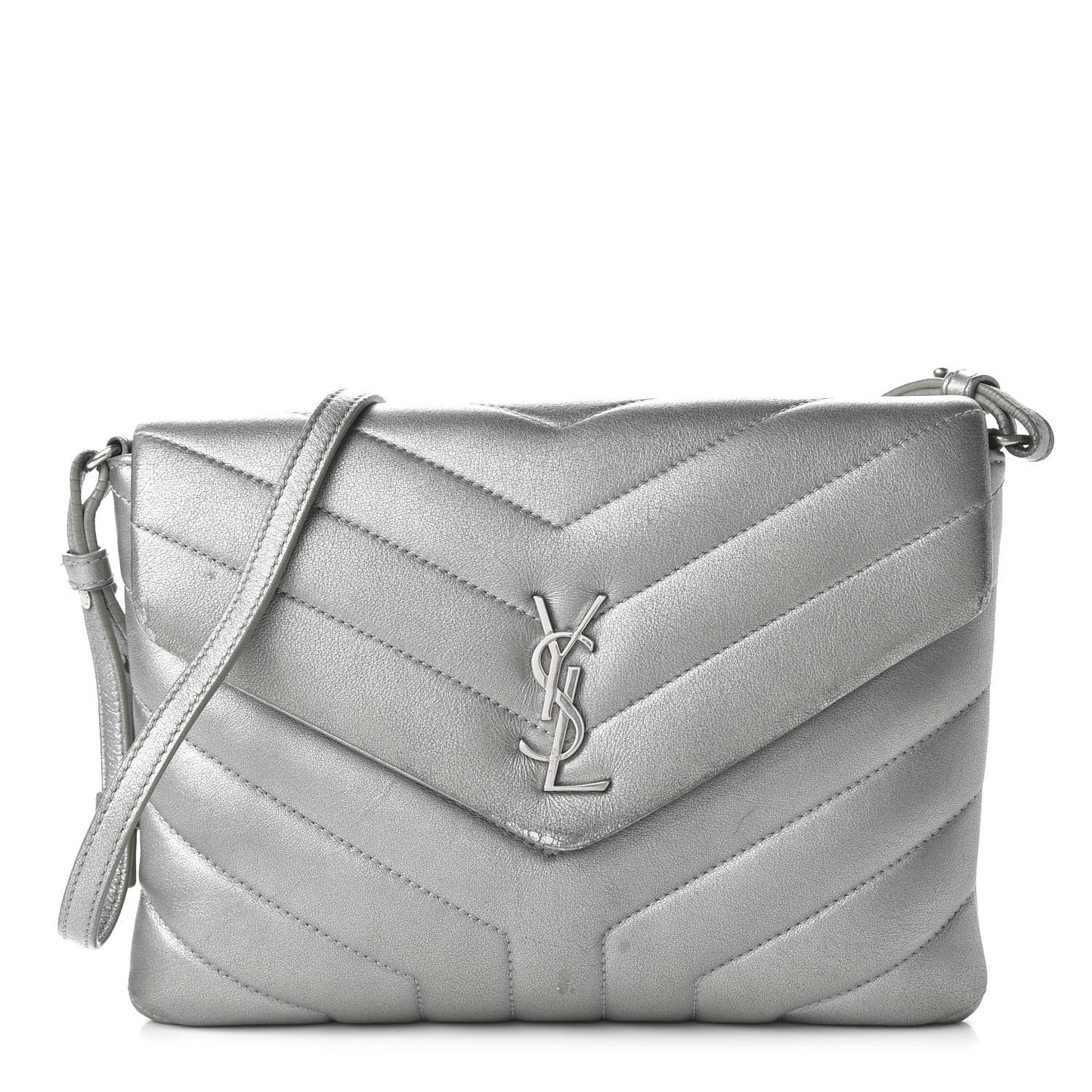 Calfskin Y Quilted Monogram Loulou Flap Bag Argento