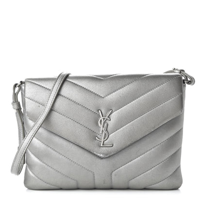 Saint Laurent Calfskin Y Quilted Monogram Loulou Flap Bag Argento 1 of 11