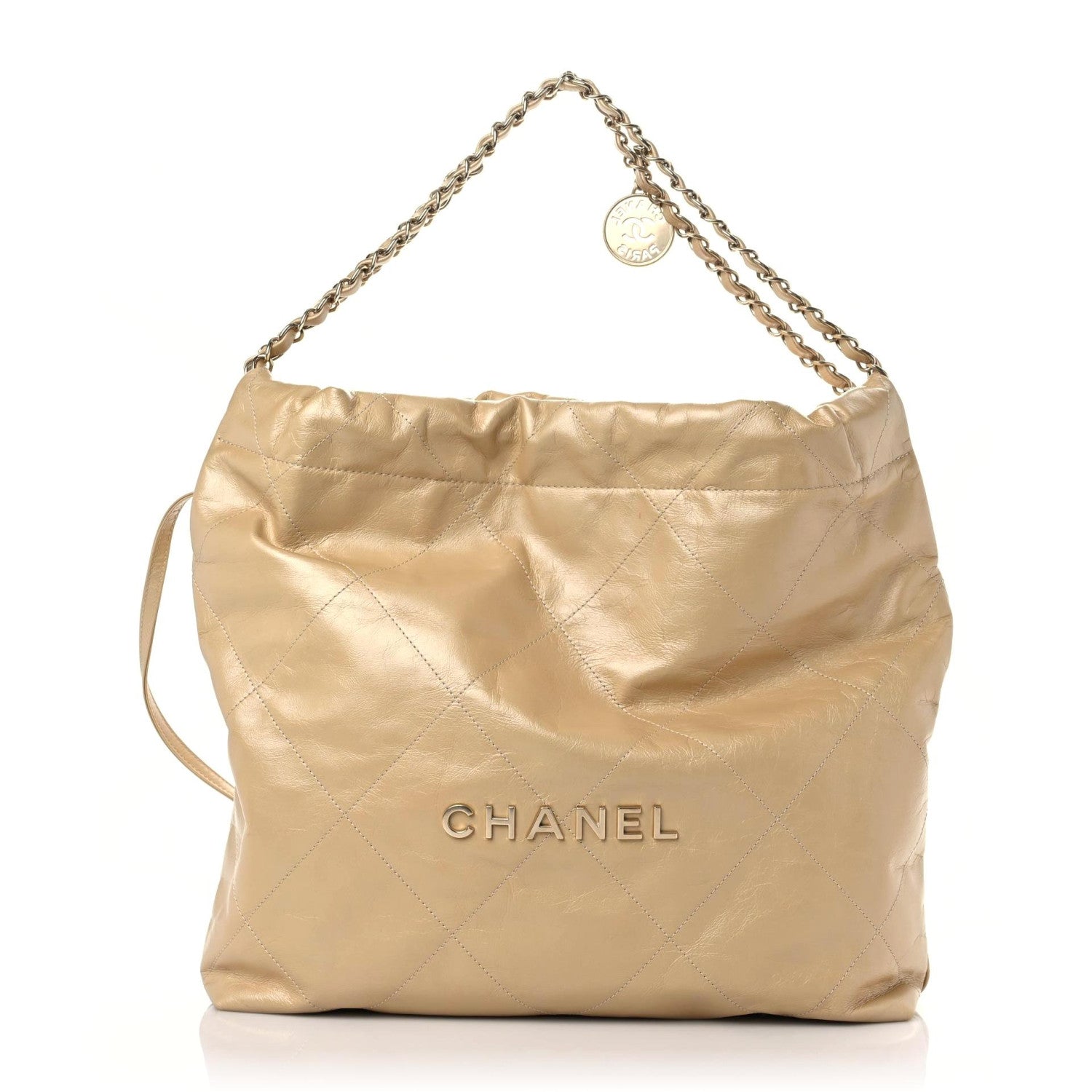 Chanel Shiny Crumpled Calfskin Quilted Chanel 22 Gold 1 of 10