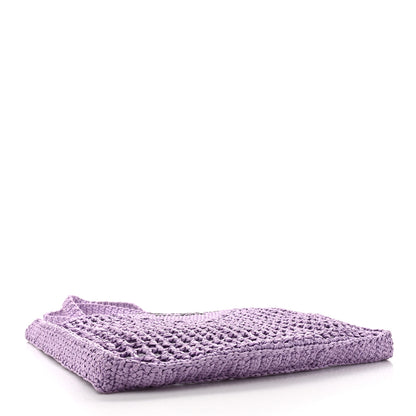 Prada Yarn Raffia Effect Crochet Logo Embroidered Tote Bag Lilium 4 of 10