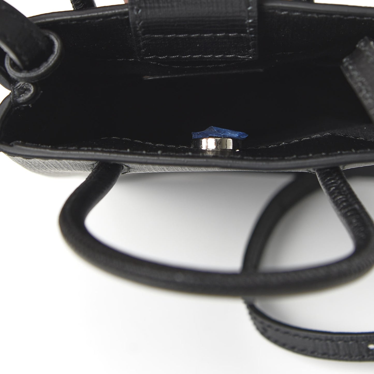 Squared Calfskin Logo Shopping Phone Holder Bag Black
