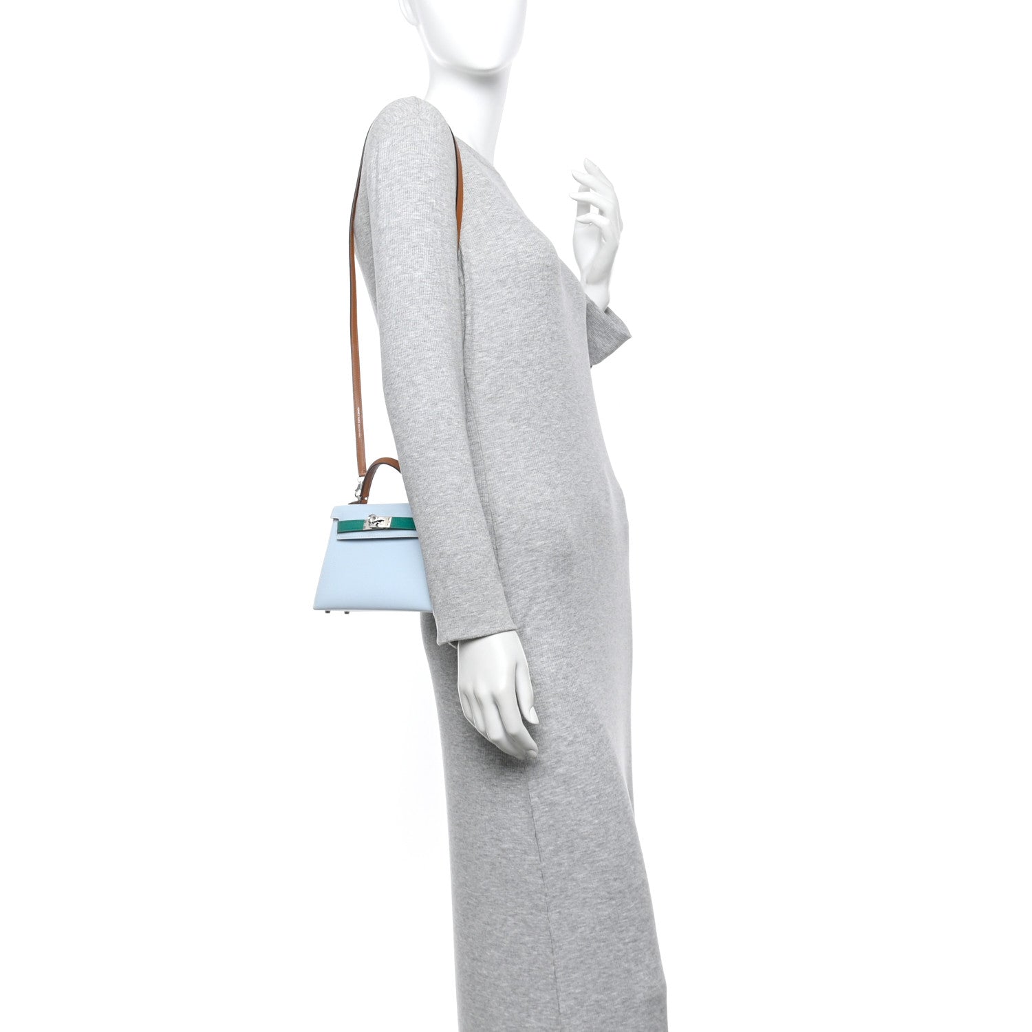Hermes Epsom Mini Kelly Sellier 20 Bleu Brume Vert Jade Gold 2 of 13