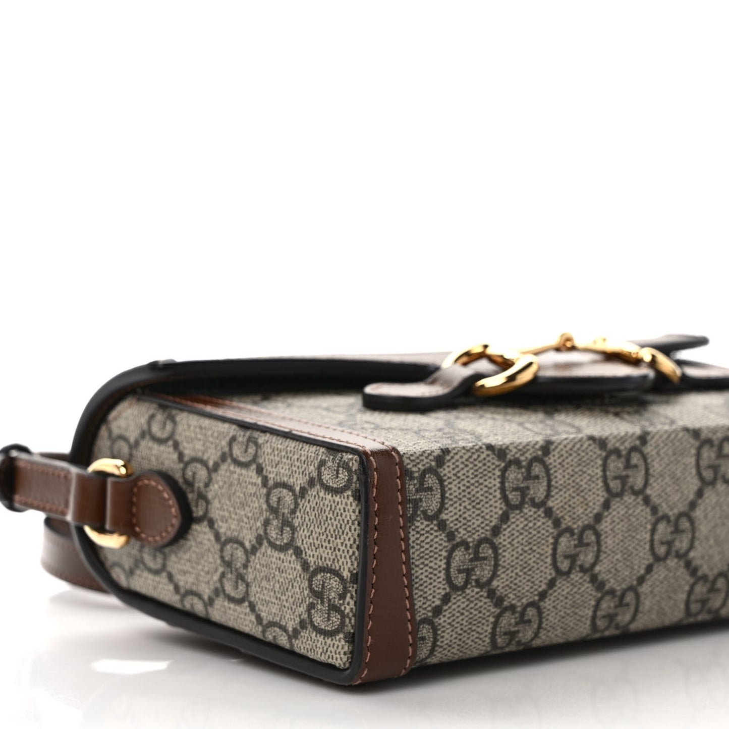GG Supreme Monogram Mini Horsebit 1955 Shoulder Bag Beige Brown Sugar