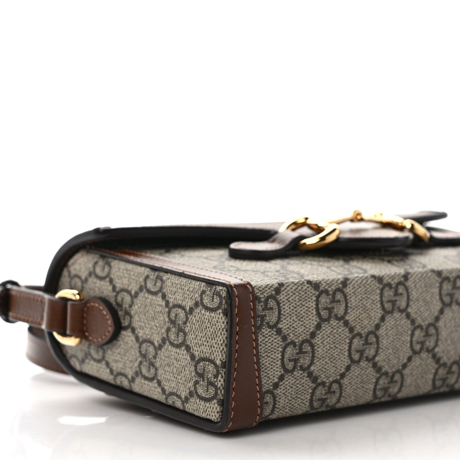 Gucci GG Supreme Monogram Mini Horsebit 1955 Shoulder Bag Beige Brown Sugar 7 of 9