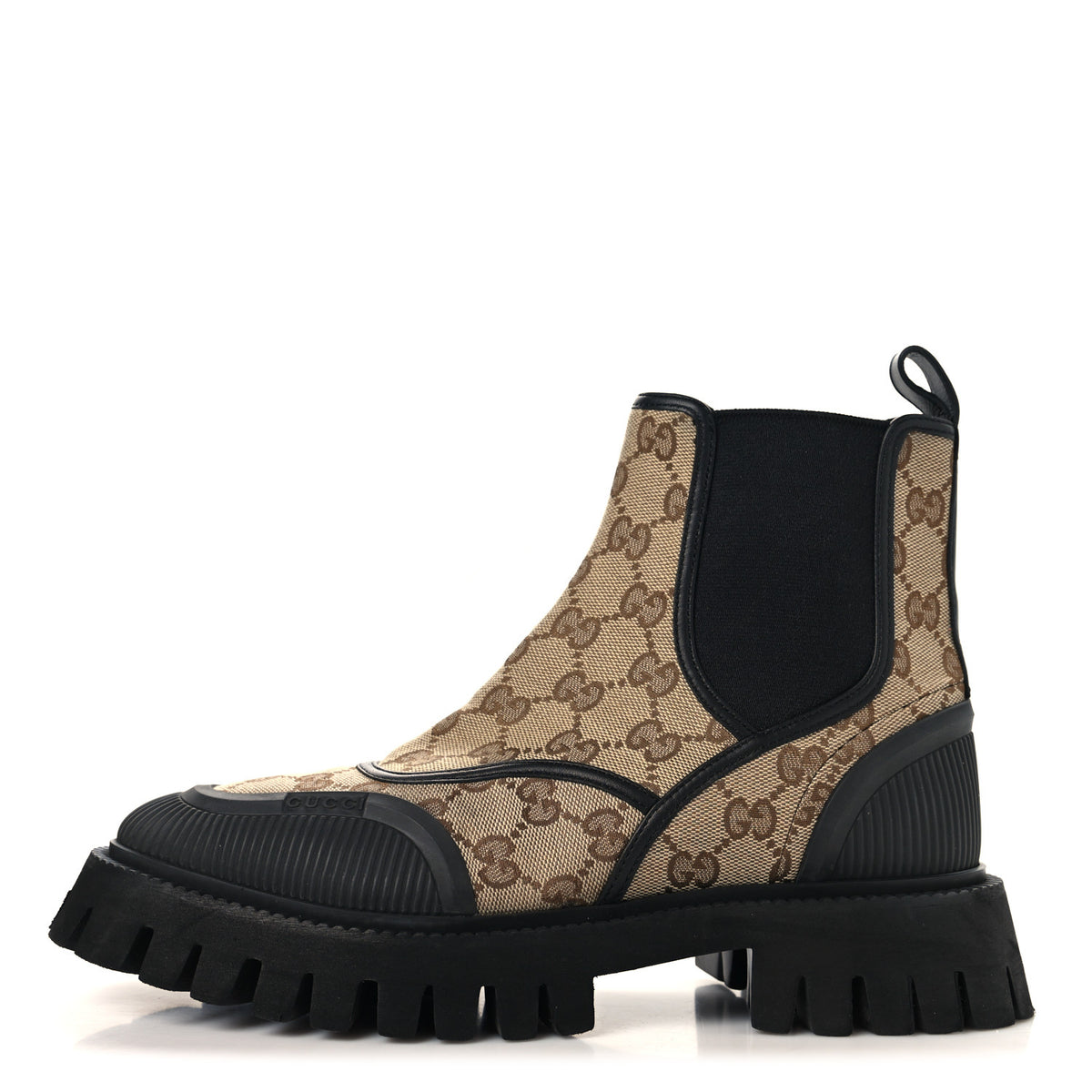 Gucci GG Supreme Monogram Ankle Booties 39 Beige Ebony Black 1 of 8