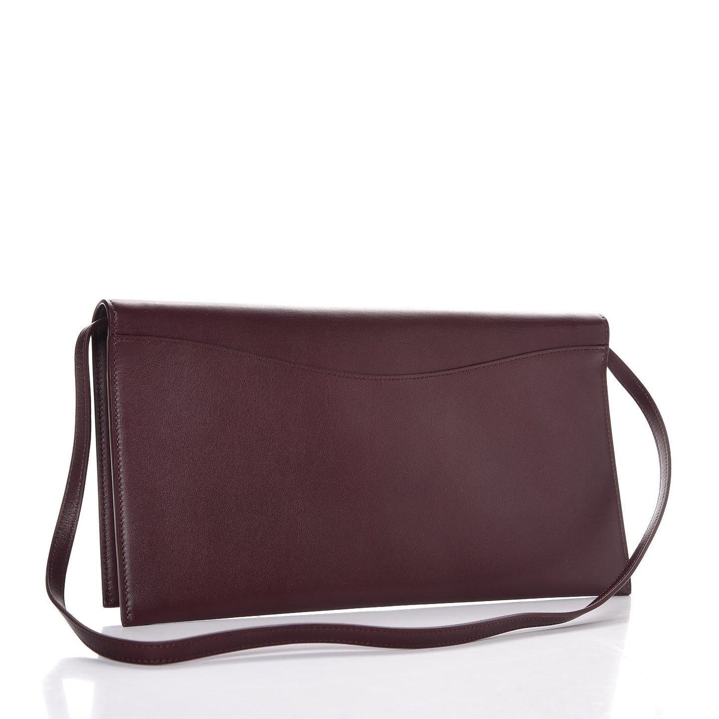 Calfskin Oval Clutch on Strap Burgundy