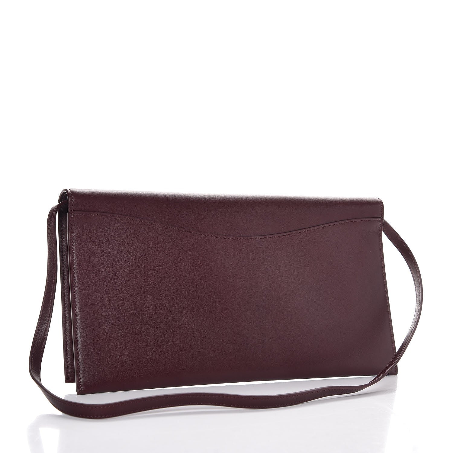 Celine Calfskin Oval Clutch on Strap Burgundy 3 of 8
