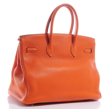 Hermes Taurillon Clemence Birkin 35 Orange 3 of 12
