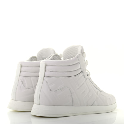 Fendi Nappa Macro FF Embossed Womens High Top Sneakers 36 White Ice 4 of 8