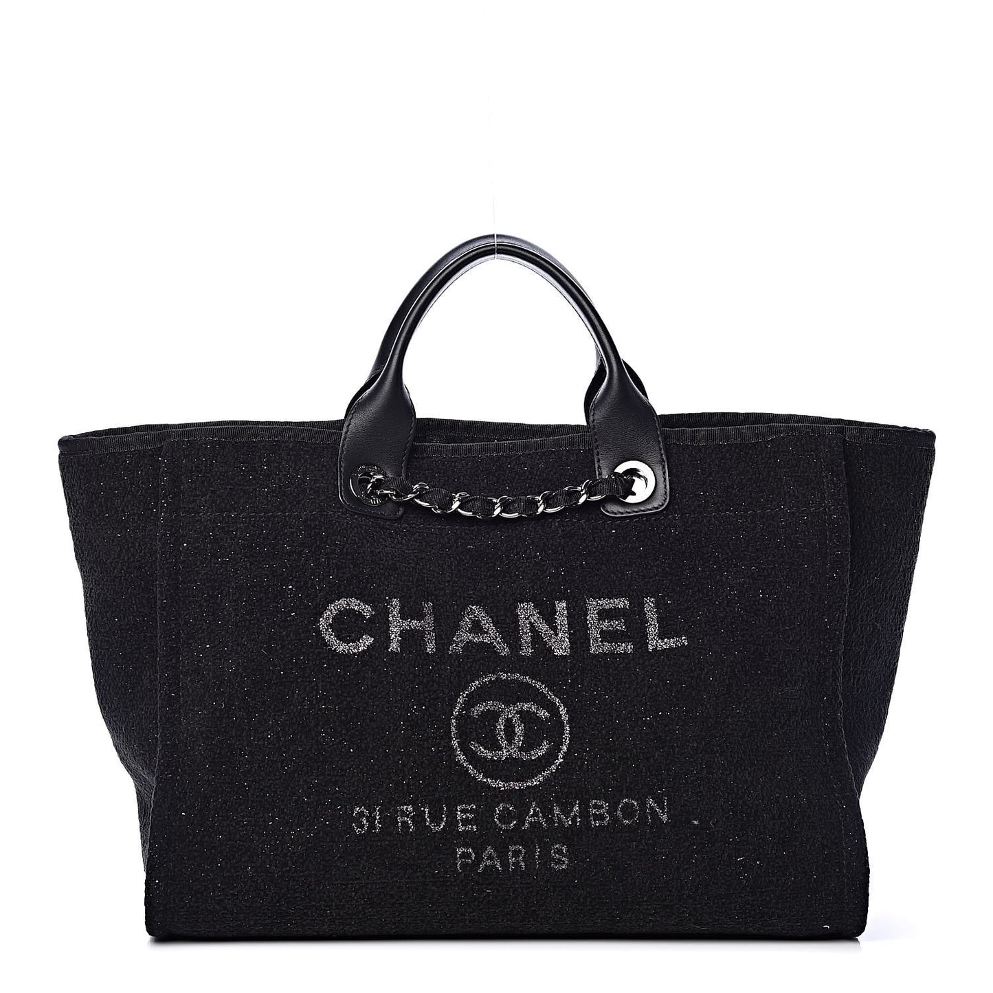 Lurex Boucle Medium Deauville Tote Black