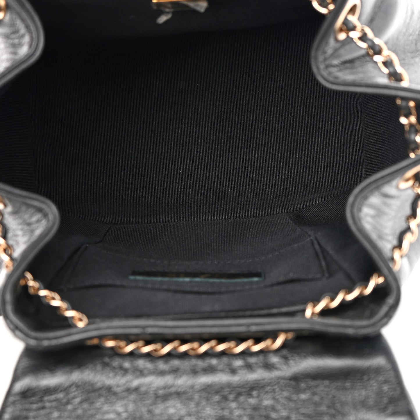 Glazed Aged Calfskin Quilted Small Duma Drawstring Backpack Black