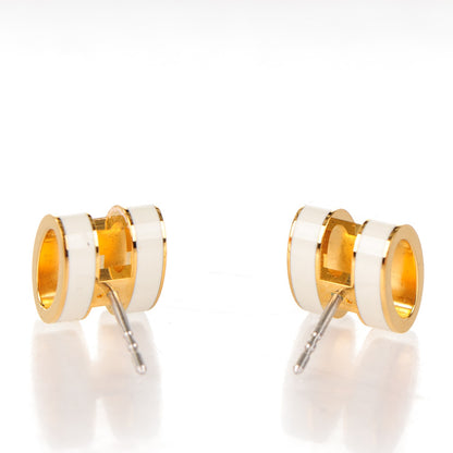 Hermes Gold Lacquered Pop H Earrings White 4 of 4