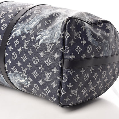 Louis Vuitton Savane Monogram Lion Chapman Keepall Bandouliere 55 Encre 6 of 12