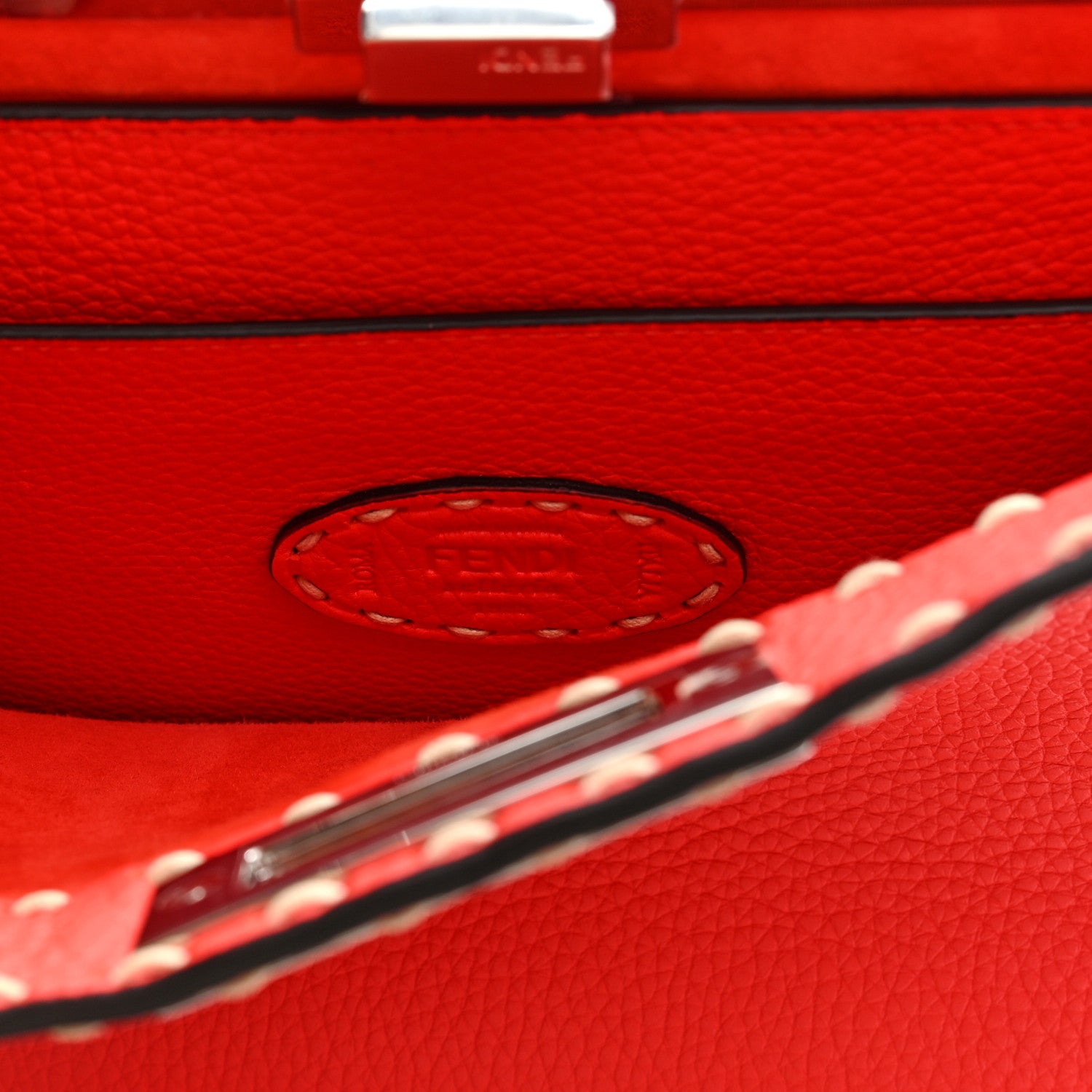 Fendi Vitello Granato Camoscio Selleria Macro Stitchings Medium Peekaboo I SEE U Satchel Tullipano 7 of 10