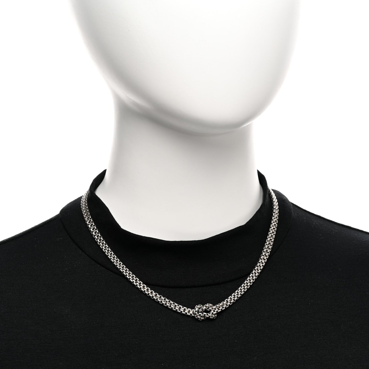 Sterling Silver 18K Yellow Gold Knot Double Box Chain Necklace