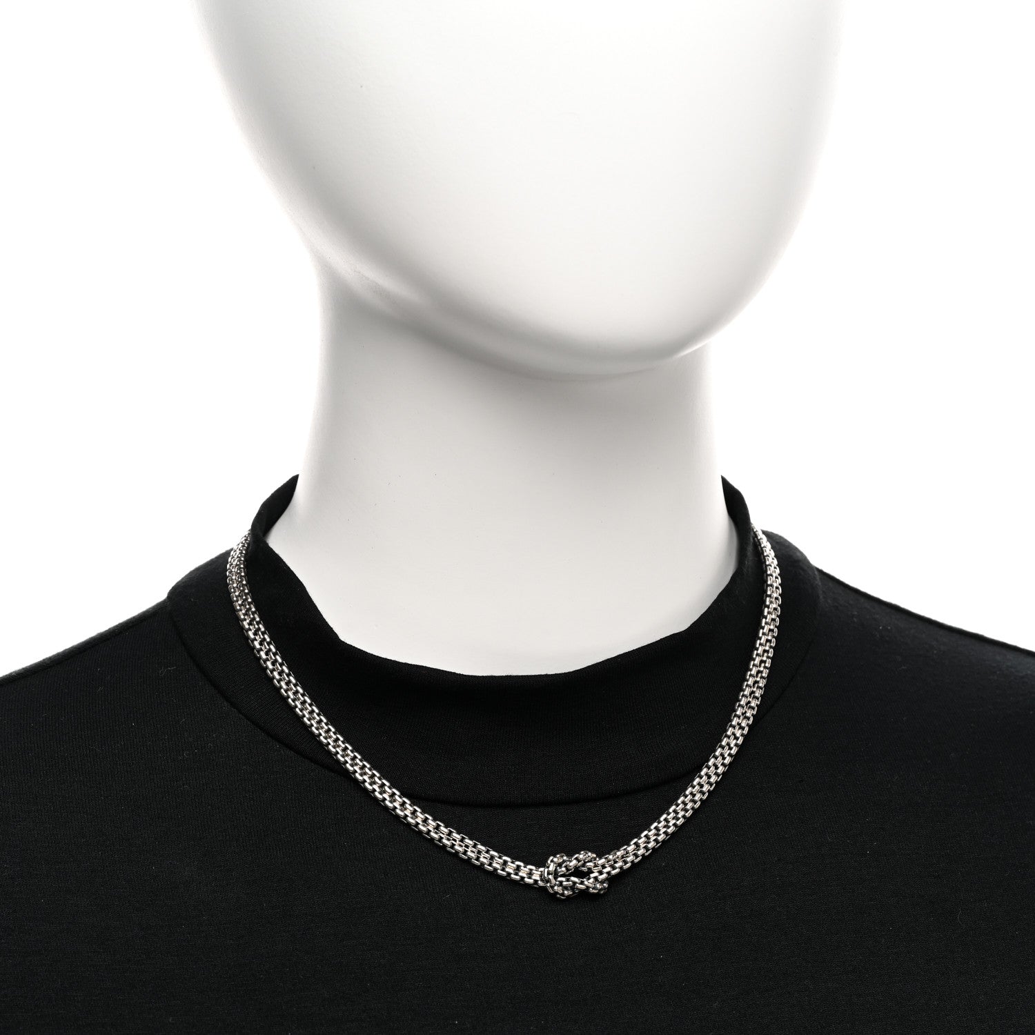 David Yurman Sterling Silver 18K Yellow Gold Knot Double Box Chain Necklace 2 of 5